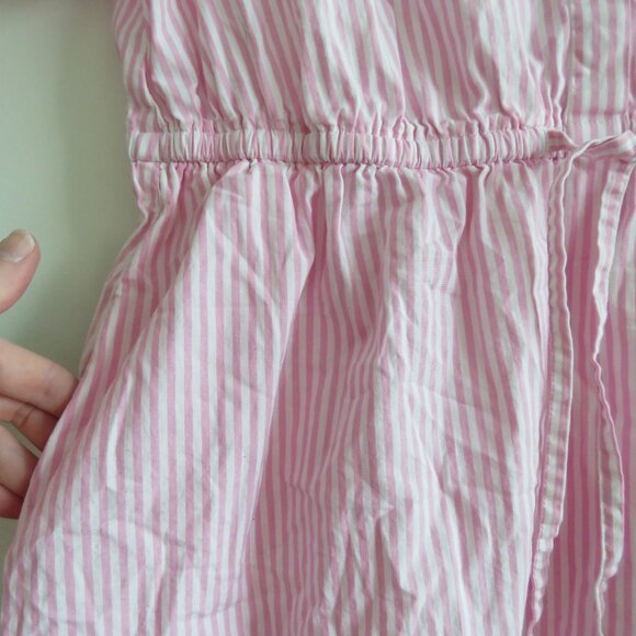 J. CREW Collared Puff Sleeve Mini Shirt Dress Striped Cotton Pink White Preppy - Picture 9 of 15